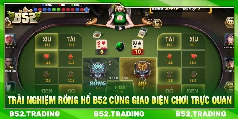 Trải nghiệm Rồng Hổ B52 cùng giao diện chơi trực quan